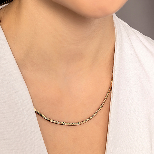 Золотая цепочка в плетении Снейк плоский (арт. 304209п) – изображение 2