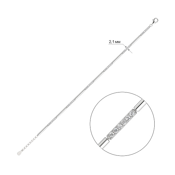 Серебряный жесткий браслет с фианитами (арт. 7509/5379) – изображение 2
