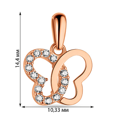 Золотий кулон &quot;Метелик&quot; з фіанітами  (арт. 424490)