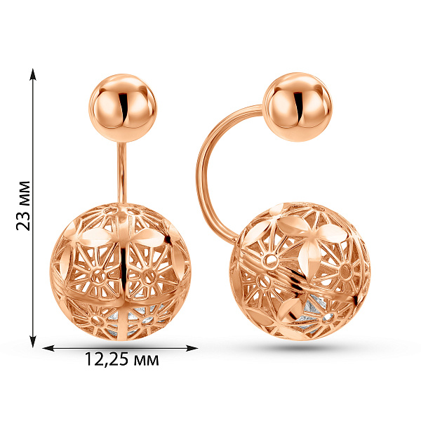 Золотые серьги-джекеты с фианитами (арт. 1101250а) – изображение 2