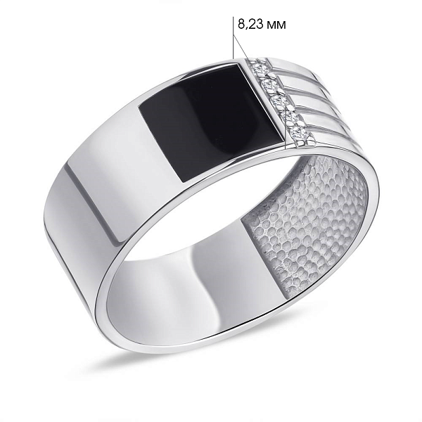 Печатка из серебра с эмалью и фианитами (арт. 7506/1639реч) – изображение 2