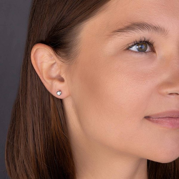 Пусети з білого золота з діамантами (арт. С341278020б) – зображення 3