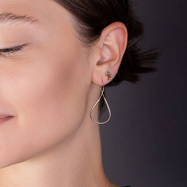 Золоті сережки-пусети з фіанітами (арт. 109842) – зображення 3