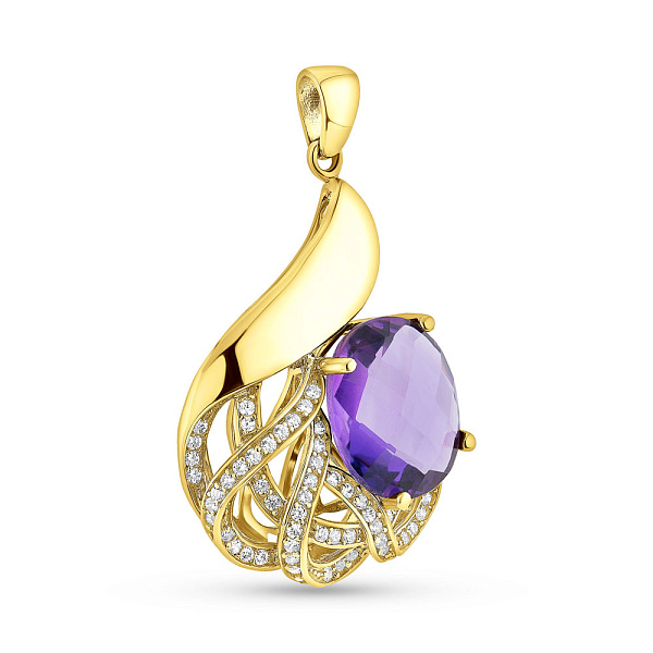 Подвес из желтого золота с кварцем и фианитами (арт. 422857жПкф) – изображение 1