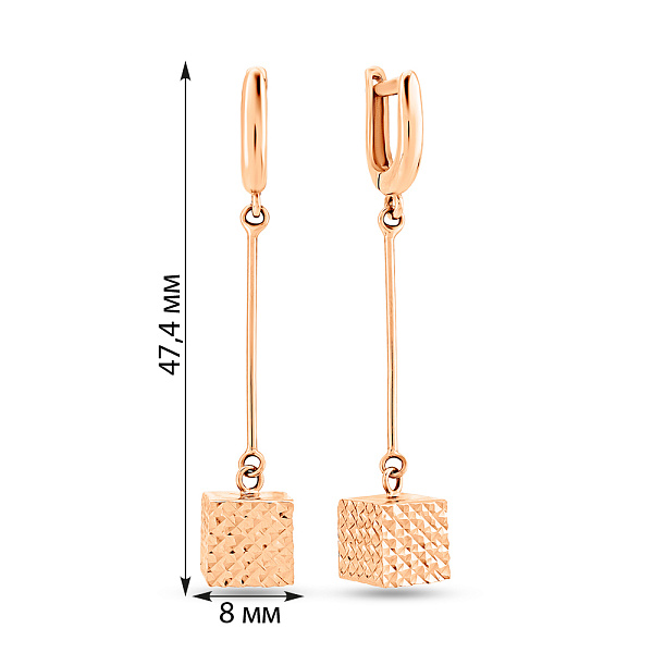 Серьги из красного золота с подвесками (арт. 106080) – изображение 2