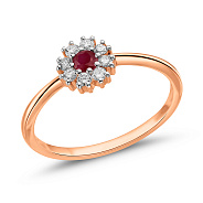 Золота каблучка з рубіном і діамантами (арт. К011692р)