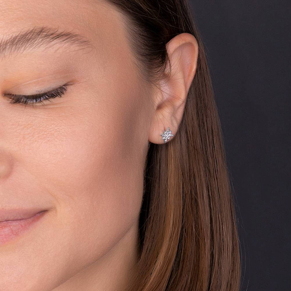 Серьги-пусеты из белого золота Звезды с бриллиантами  (арт. Т011529010б) – изображение 3