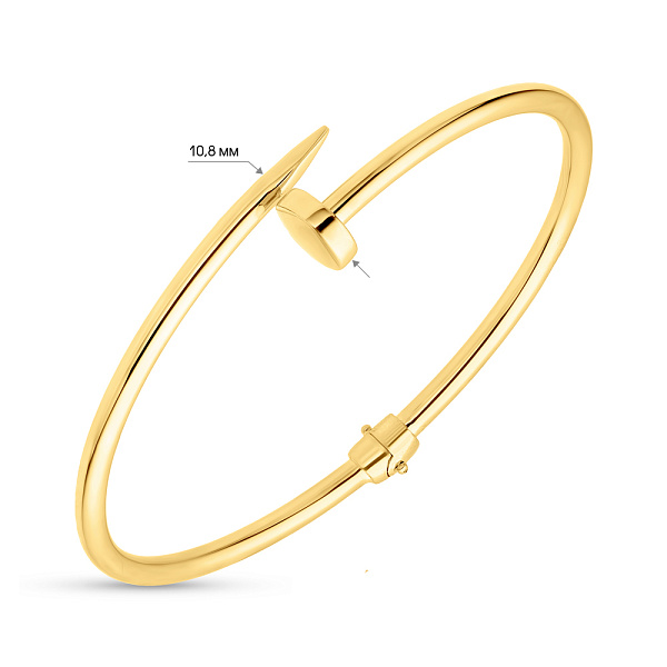 Жесткий браслет из желтого золота в форме гвоздя (арт. 324898ж) – изображение 4