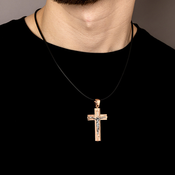 Золотий натільний хрестик з розп'яттям (арт. 500686) – зображення 2