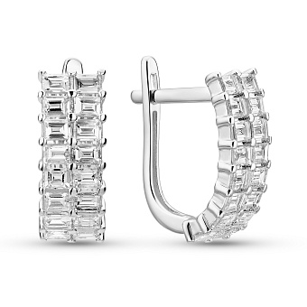 Фото Сережки з білого золота з діамантовою доріжкою (арт. С011597090б)