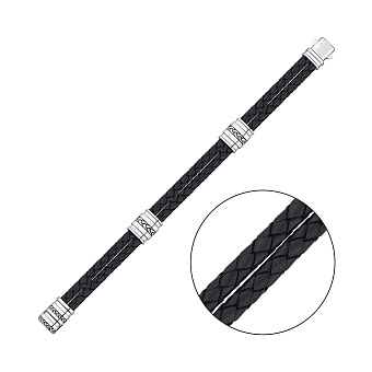 Кожаный браслет с серебряными вставками (арт. 7609/600Б)