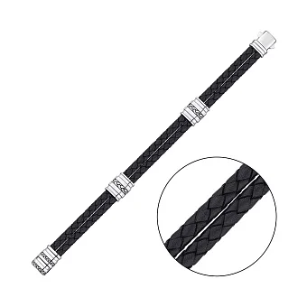 Шкіряний браслет зі срібними вставками (арт. 7609/600Б)