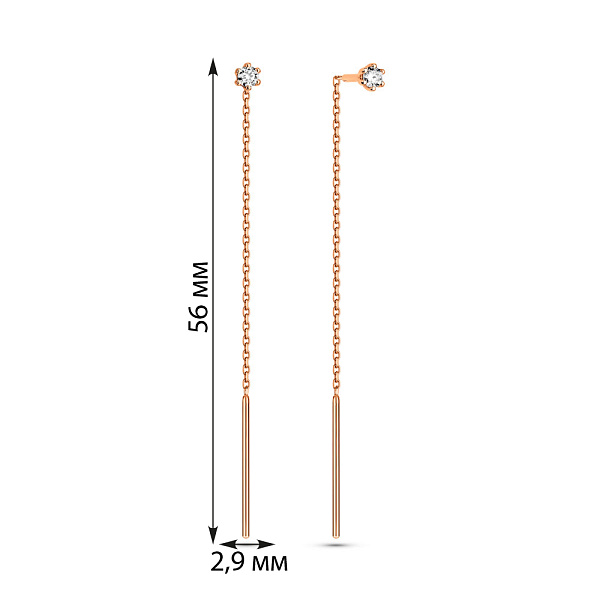 Сережки-протяжки з золота з діамантами (арт. С011266010) – зображення 3