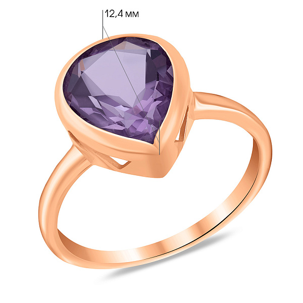 Каблучка з червоного золота з аметистом (арт. 153413а) – зображення 4