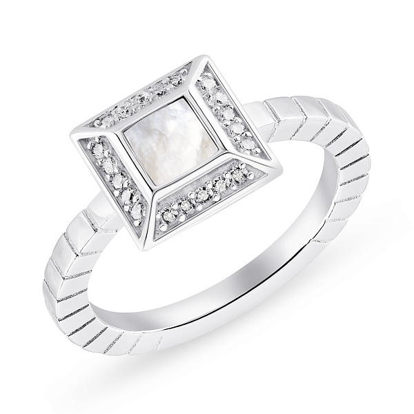 Кольцо из серебра с перламутром и фианитами  (арт. 7501/5595п) – изображение 1