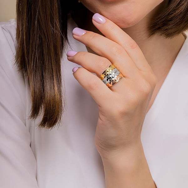 Каблучка з комбінованого золота (арт. 156282жкб) – зображення 3