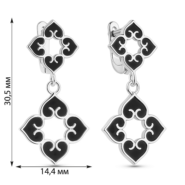 Срібні сережки з оніксом (арт. 7502/10089о) – зображення 2