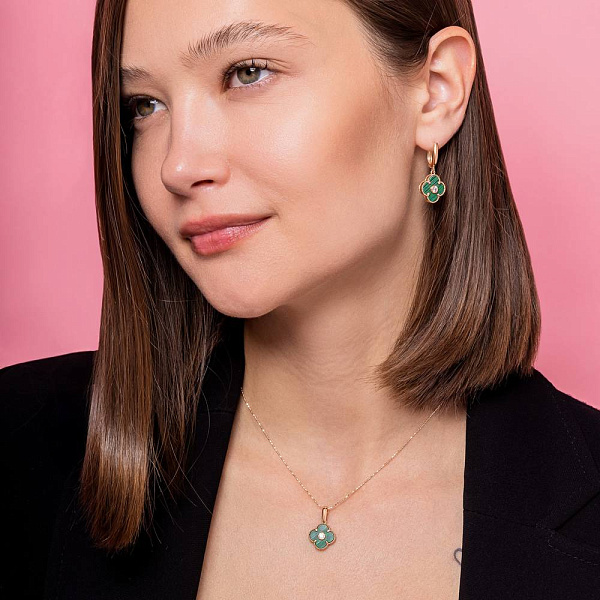 Кулон из красного золота с малахитом (арт. 424889/15млх) – изображение 5