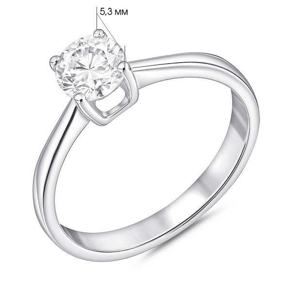 Серебряное кольцо с одним фианитом (арт. 7501/8287) – изображение 2