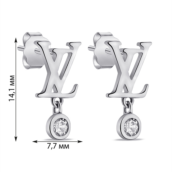 Серебряные серьги с подвесками и фианитами (арт. 7518/5522) – изображение 2