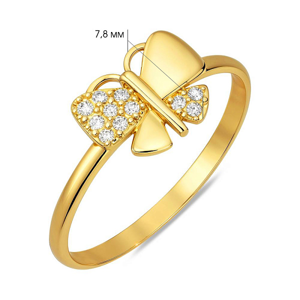 Золота каблучка Метелик з фіанітами (арт. 153738ж) – зображення 2