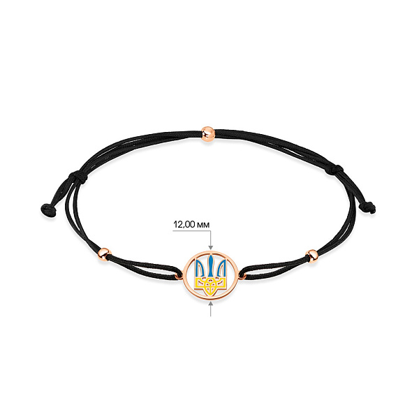 Браслет на шовковій нитці Тризуб з золотою вставкою і з емаллю (арт. 340028чесж) – зображення 4