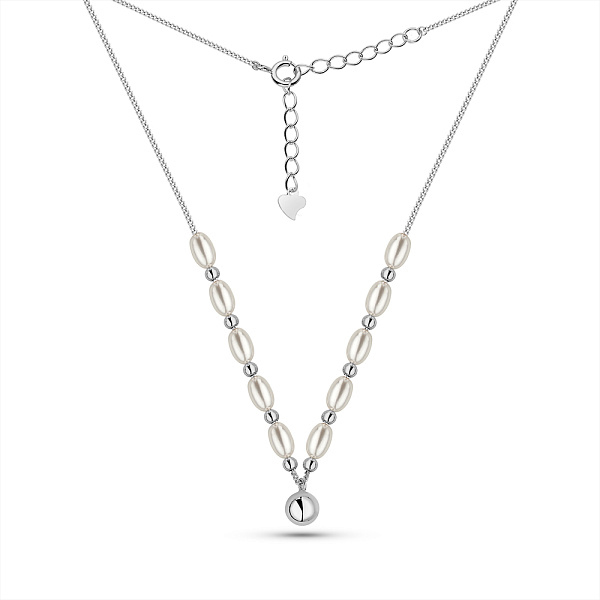 Серебряное колье с жемчугом (арт. 7507/2264жб) – изображение 2