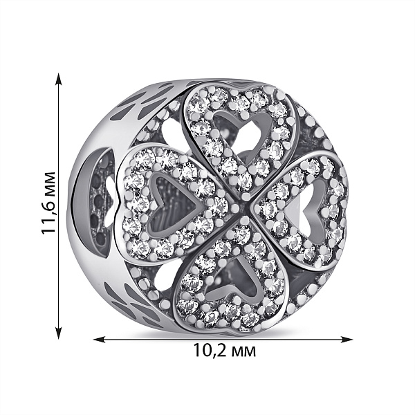 Серебряный шарм Клевер  (арт. 7903/П5Ф/7046) – изображение 2