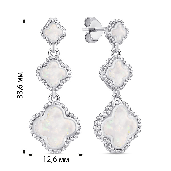 Сережки-підвіски срібні з опалом (арт. 7518/7162Поб) – зображення 2