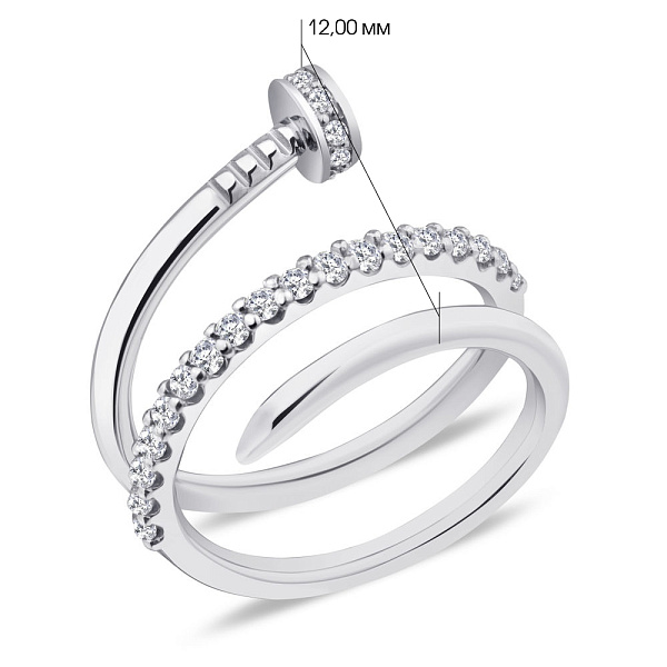Серебряное кольцо "Гвоздь" с фианитами (арт. 7201/988) – изображение 2