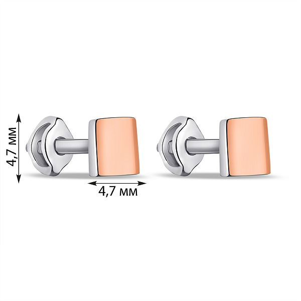 Серебряные серьги-пусеты с золотыми накладками  (арт. 7218/644сп) – изображение 2