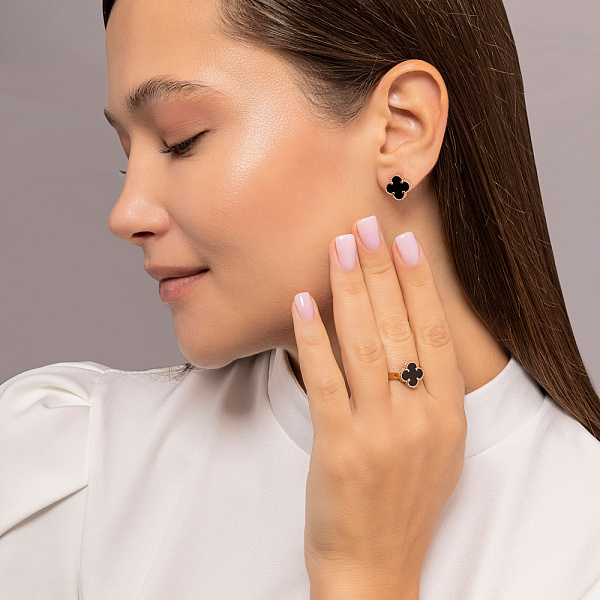 Золотые серьги с ониксом (арт. 1101201/10о) – изображение 5