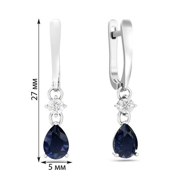 Золотые серьги с сапфиром и бриллиантами (арт. С011753бс) – изображение 2