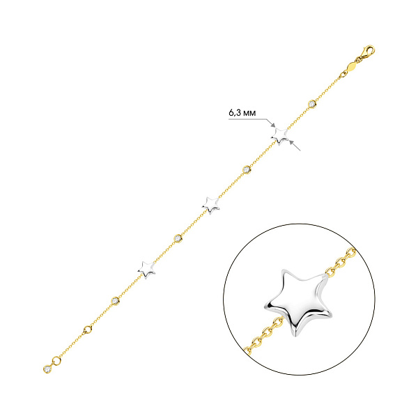 Браслет Звезда из желтого и белого золота (арт. 326731жб) – изображение 2