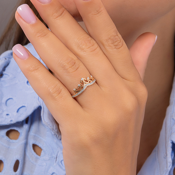 Каблучка Корона з червоного золота (арт. 140878) – зображення 3