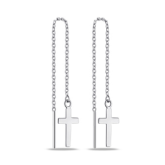 Срібні сережки-протяжки Хрестики (арт. 7502/9641)