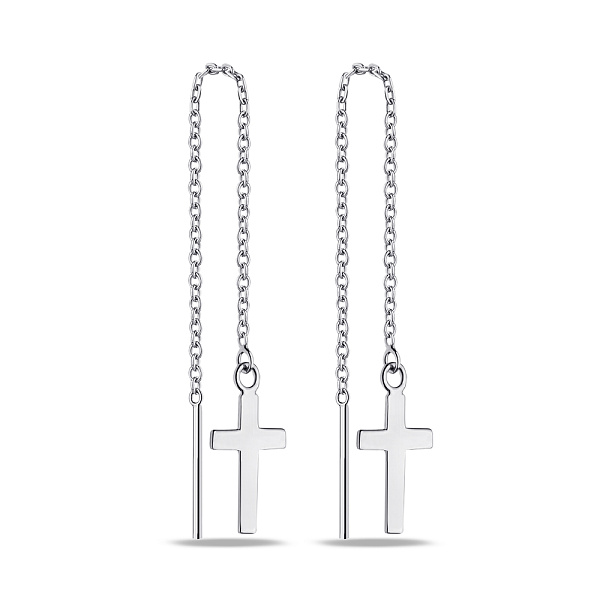 Срібні сережки-протяжки Хрестики (арт. 7502/9641) – зображення 1