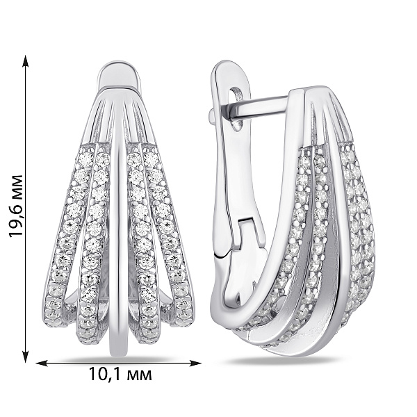 Серебряные серьги с дорожкой фианитов (арт. 7502/10253) – изображение 4