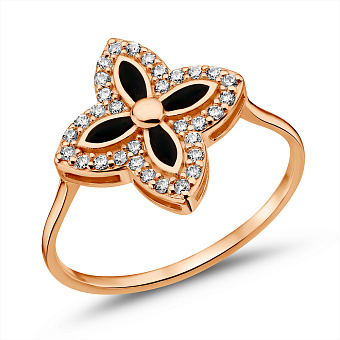 Золотое кольцо с эмалью и фианитами (арт. 1192058101)