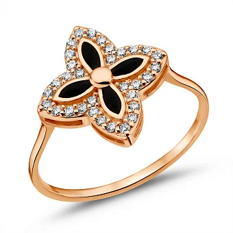 Золотое кольцо с эмалью и фианитами (арт. 1192058101)