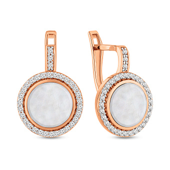 Фото Золотые серьги Лýна с эмалью и фианитами (арт. 110426еп)