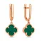Серьги-подвески из красного золота Клевер с малахитом (арт. 110714/10млх) – изображение 1