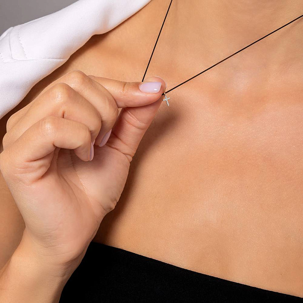 Золоте кольє з хрестиком з фіанітами (арт. 360082) – зображення 6