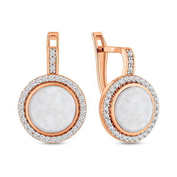 Золоті сережки Лýна з емаллю і фіанітами (арт. 110426еп) – зображення 1