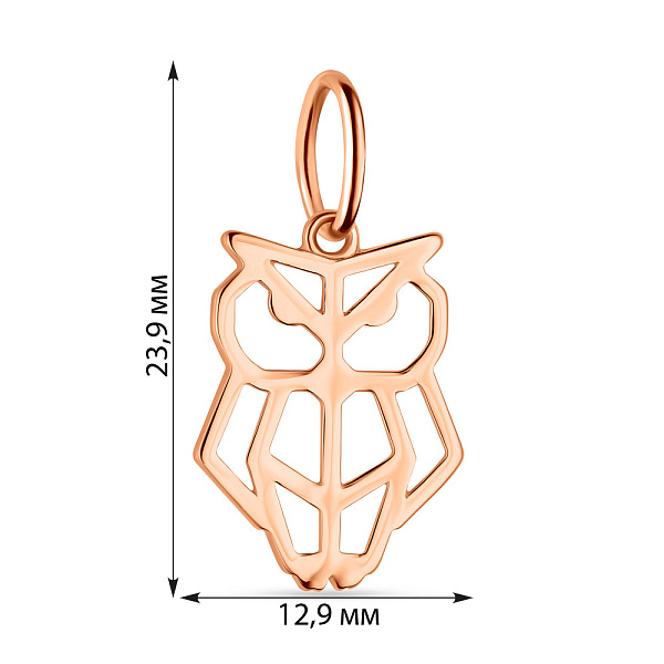 Золотой подвес Сова без камней (арт. 424502) – изображение 5