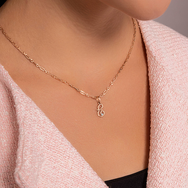 Золотая подвеска «Буква  Е» с фианитом (арт. 440624) – изображение 3