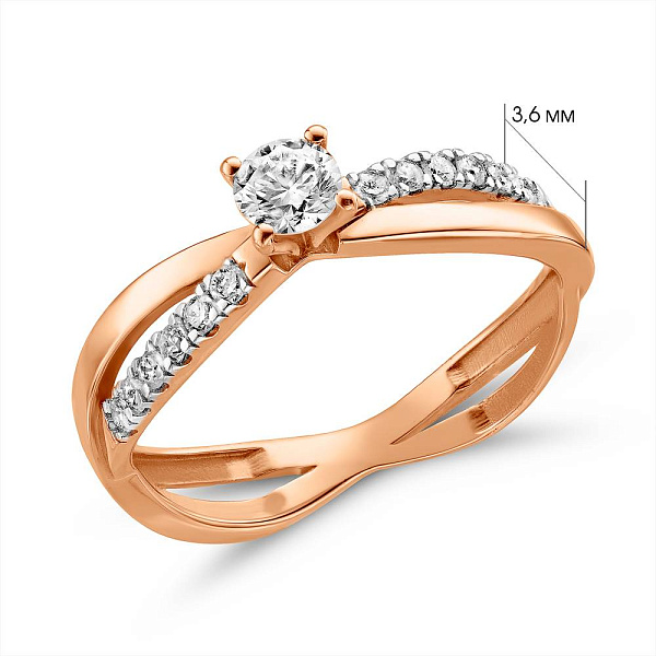 Каблучка з червоного золота з діамантами (арт. К011328020) – зображення 4