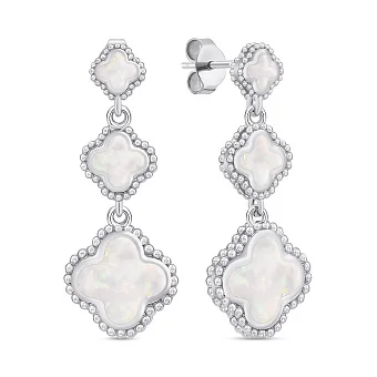 Сережки-підвіски срібні з опалом (арт. 7518/7162Поб)