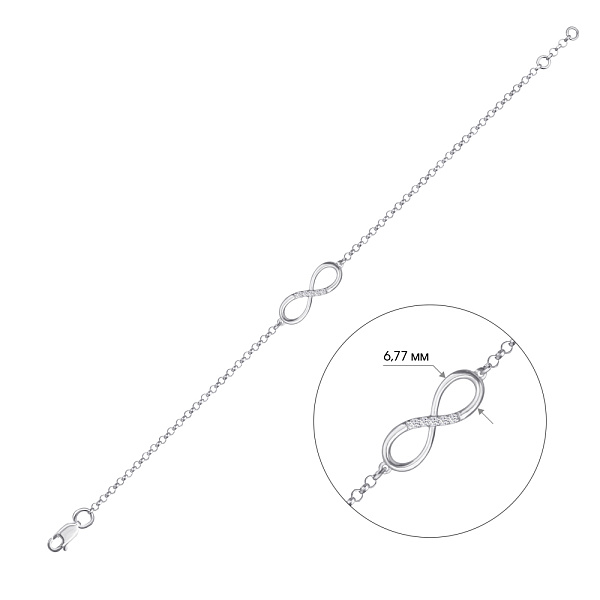 Серебряный браслет  «Бесконечность» с фианитами (арт. 7509/4631р) – изображение 2