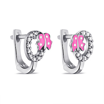 Серебряные детские серьги Бабочка с фианитами (арт. 7502/3098ерб)